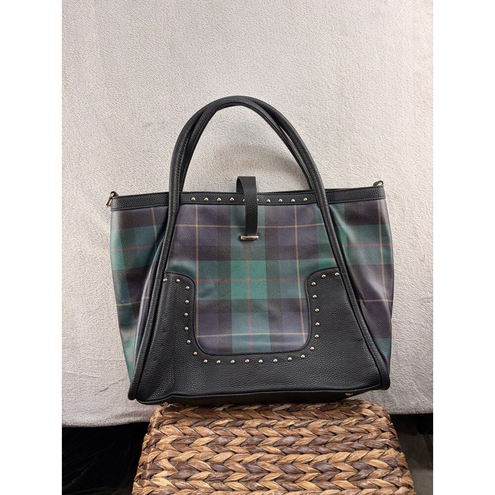 Cato Plaid Tote Bag Green Black Fall Winter All Man Made Material